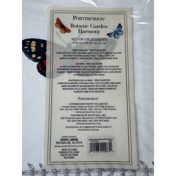 NWT Full Set of Portmeirion Botanic Garden Harmony Tablecloth, Napkins and Place - Picture 10 of 14